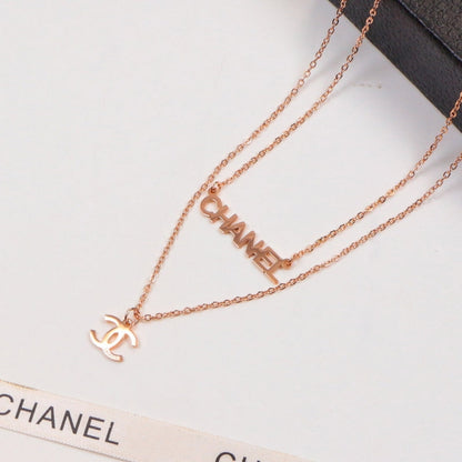 CHN55 316L Steel Gold Plated CC Necklace High Quality Jewelry