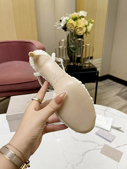 BMJS1 Slippers 8.5CM 10CM High heels women 35-41 leather shoes With Box