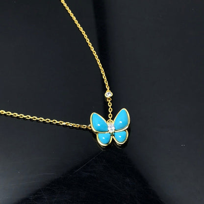 AVSN11  Light blue turquoise butterfly necklace jewelry