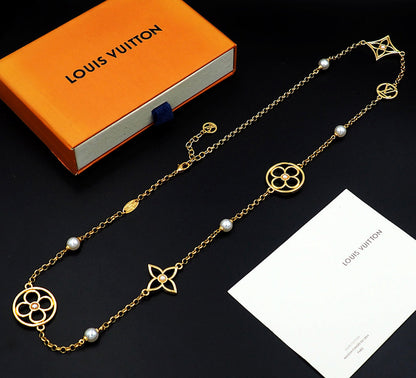 X749  Luxury stainless steel gold-plated pearl necklace jewelry