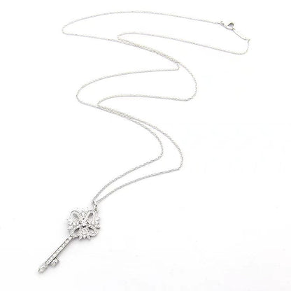 TN020  Snow Key Stainless Steel Long Necklace Jewelry