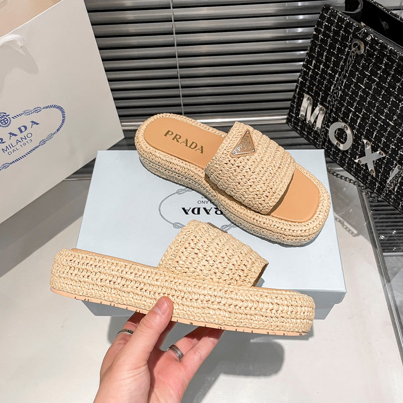 MJPS11 Leather Women High quality Slippers 35-41 shoes With box