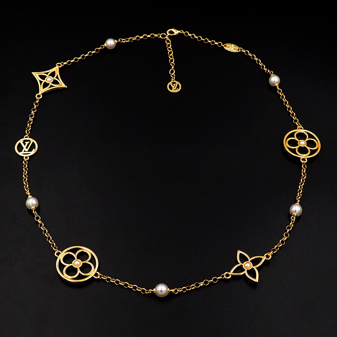 X749  Luxury stainless steel gold-plated pearl necklace jewelry