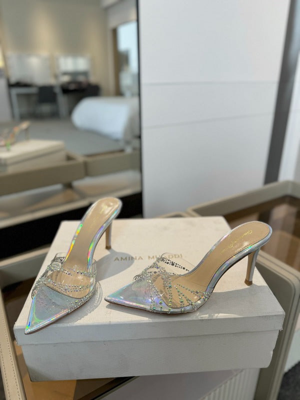 MBGS2 Leather 8.5CM 10.5CM Slippers Size 35-41 Shoes with Box