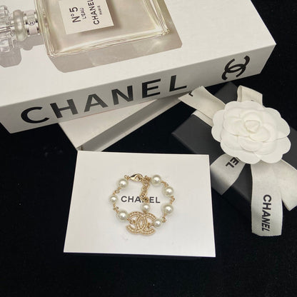 CHB50   Women's Double C Hollow Pearl Bracelet Jewelry