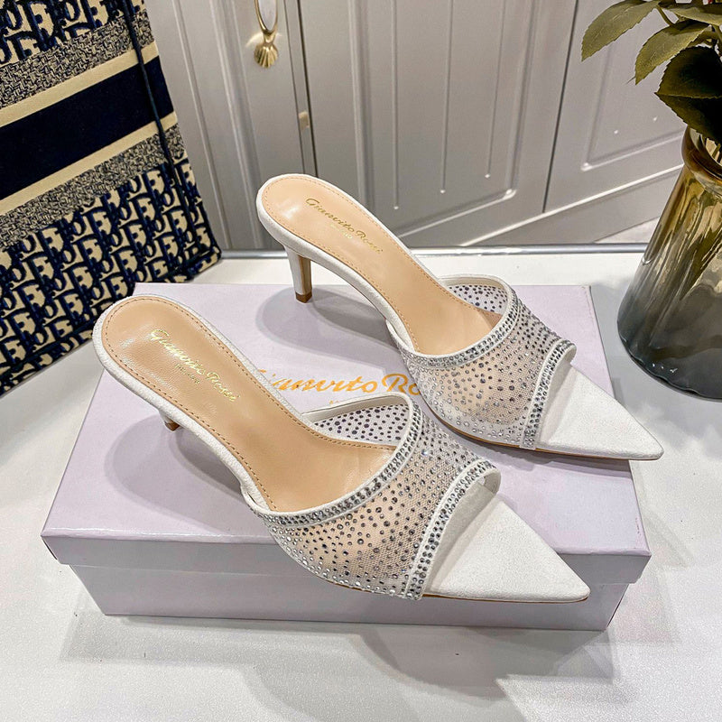 MBGS1 Leather 7.5CM 10CM Slippers Size 35-41 Shoes with Box