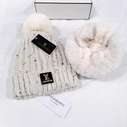 PXLH4  Hollow knit hat with pile and thick