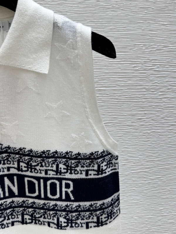 DIC114 Women's star letter lapel knitted vest clothing