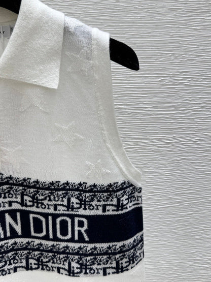 DIC114 Women's star letter lapel knitted vest clothing