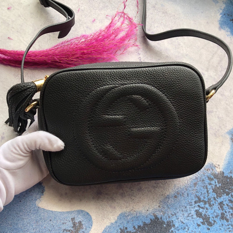 GGP76 leather Ladies black camera 21-15-7cm bag