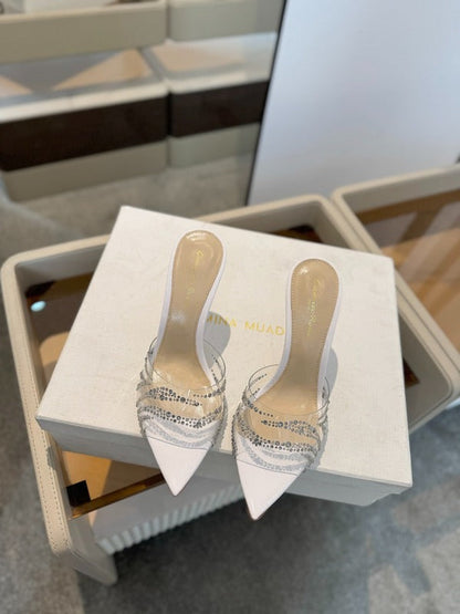 MBGS2 Leather 8.5CM 10.5CM Slippers Size 35-41 Shoes with Box