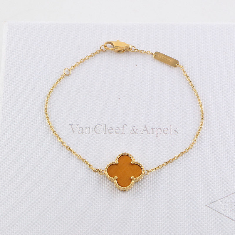 VAB1 4 Clover Bracelet single flower steel braceletabout 17cm+4cm extra   Jewelry