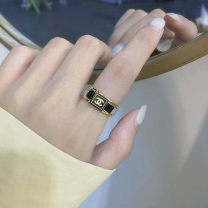 J044   Titanium steel square diamond ring jewelry