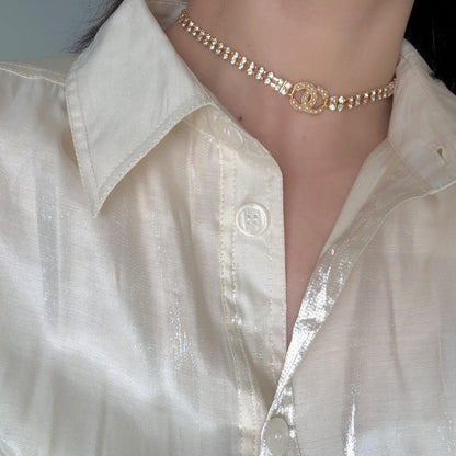 X669    Ladies' full-diamond necklace and bracelet set jewelry