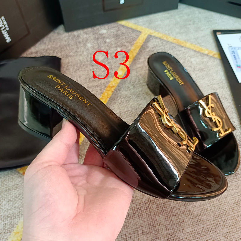 MJYS4 Leather 6.0CM Slippers Size 35-42 Shoes with Box