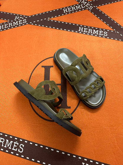 MJHS16 Leather Women Slipper Size 35-42 Shoes with box