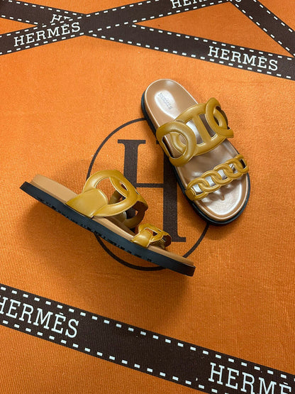 MJHS16 Leather Women Slipper Size 35-42 Shoes with box