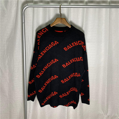 BAC20 Men and women classic series letter jacquard sweater