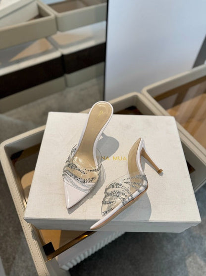 MBGS2 Leather 8.5CM 10.5CM Slippers Size 35-41 Shoes with Box