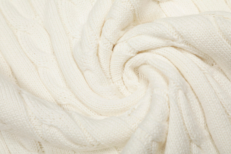 LFC18 New high-quality men's and women's ruff half zip solid pony embroidery logo Fried Dough Twists knitting sweater Clothing