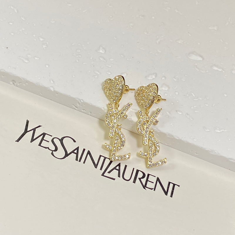 YSE9 New fashion full of diamond love stud earringsjewelry  jewelry