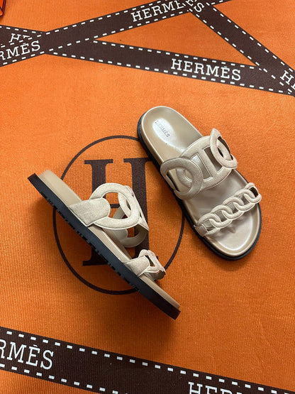 MJHS16 Leather Women Slipper Size 35-42 Shoes with box