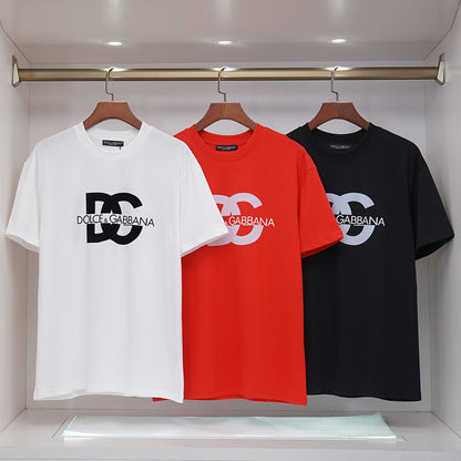 DGC01  New  Men's and women's letter embroidery short-sleeved T-shirt clothing