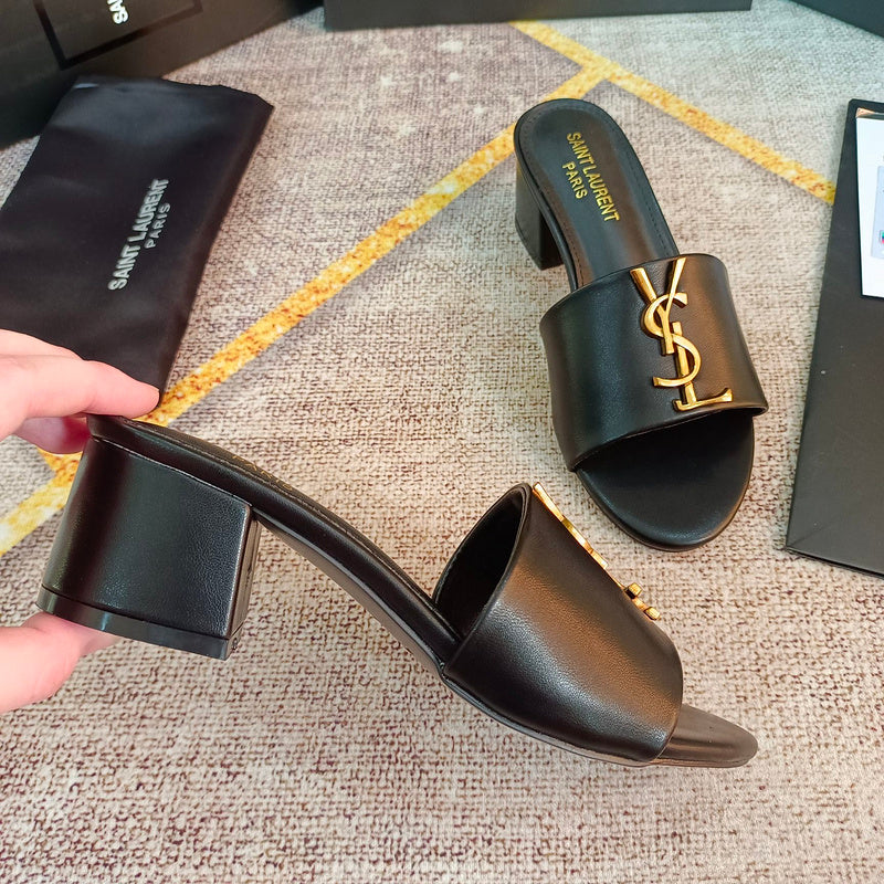 MJYS4 Leather 6.0CM Slippers Size 35-42 Shoes with Box