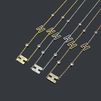 HN01   Letter Shell Stainless Steel Necklace Jewelry