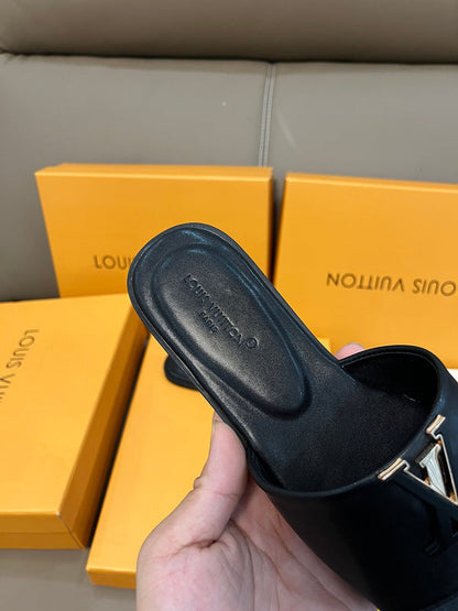 MJLS04 Leather Women Slipper Size 35-42 Shoes with box