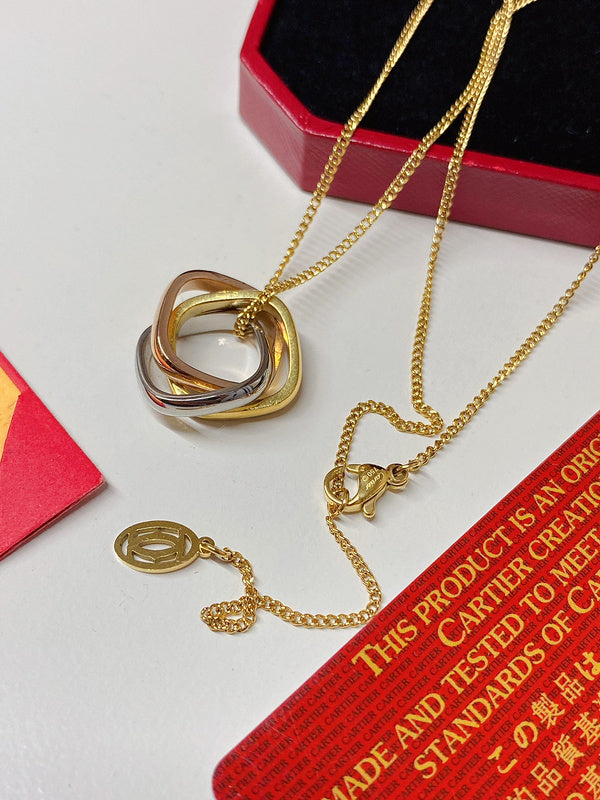 X666  Women's titanium steel three-ring three-color necklace jewelry