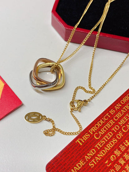 X666  Women's titanium steel three-ring three-color necklace jewelry