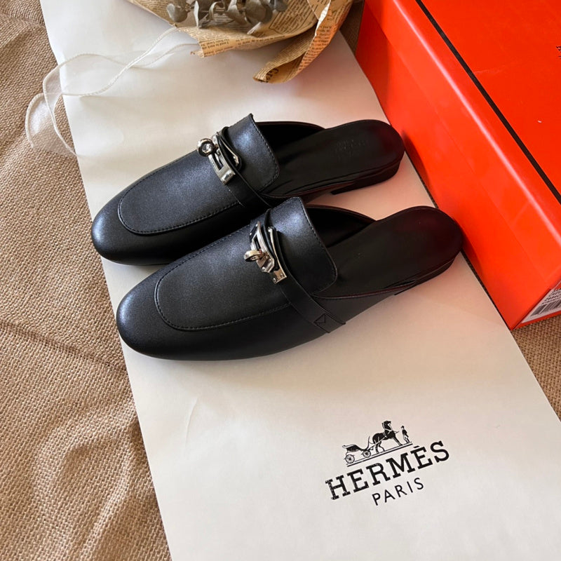 MJHS18 Leather Women Slipper Size 35-42 Shoes with box