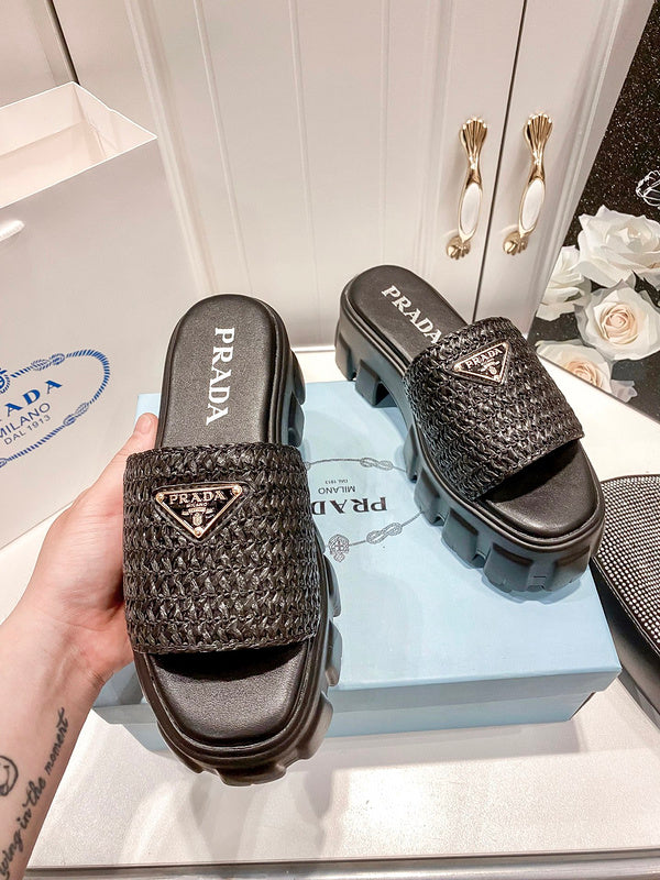 MJPS9 Leather Women 5.5CM Slippers 35-42 shoes With box