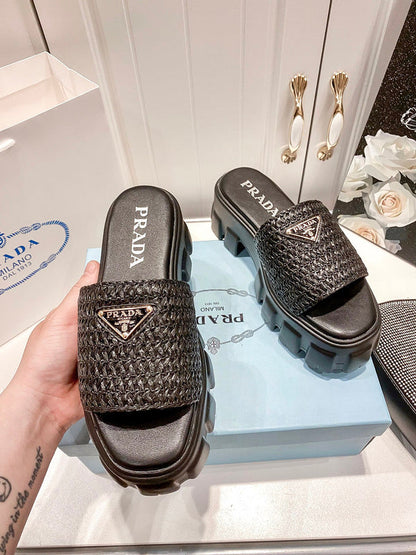 MJPS9 Leather Women 5.5CM Slippers 35-42 shoes With box