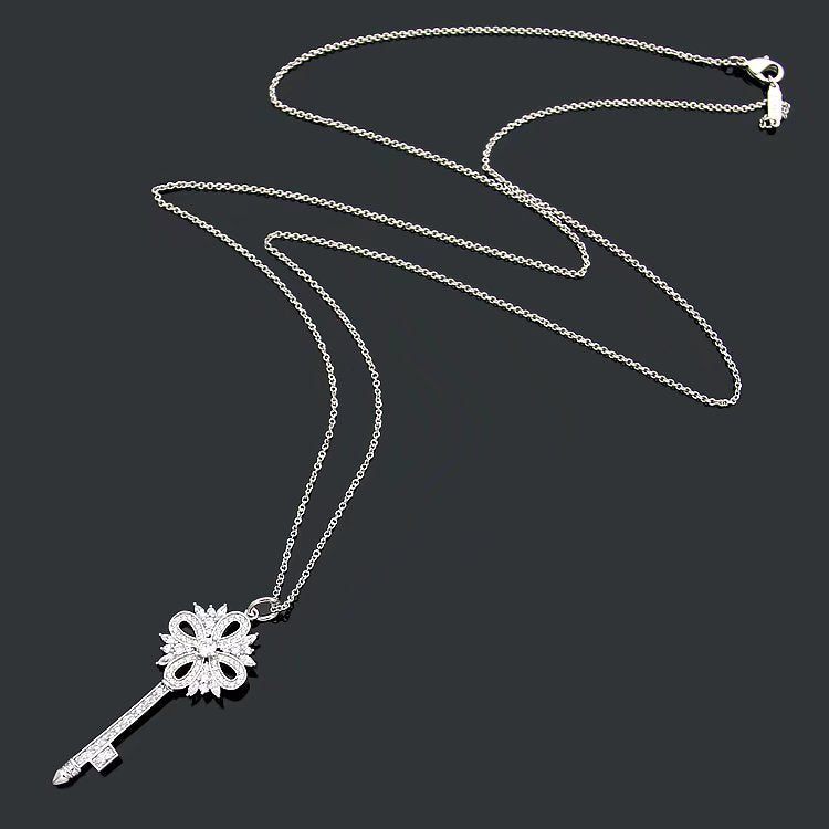 TN020  Snow Key Stainless Steel Long Necklace Jewelry