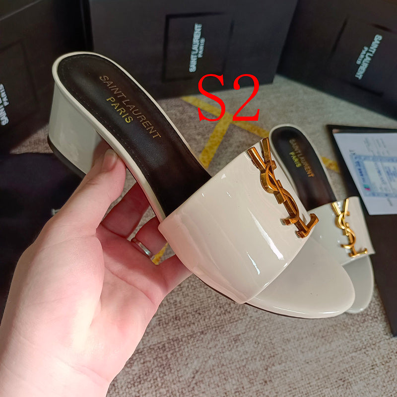 MJYS3 Leather 6.0CM Slippers Size 35-42 Shoes with Box