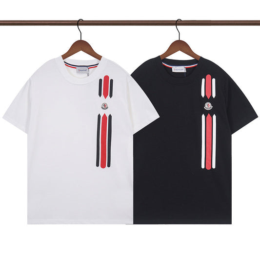 MOC010 New  Men's and women's letter embroidery short-sleeved T-shirt clothing