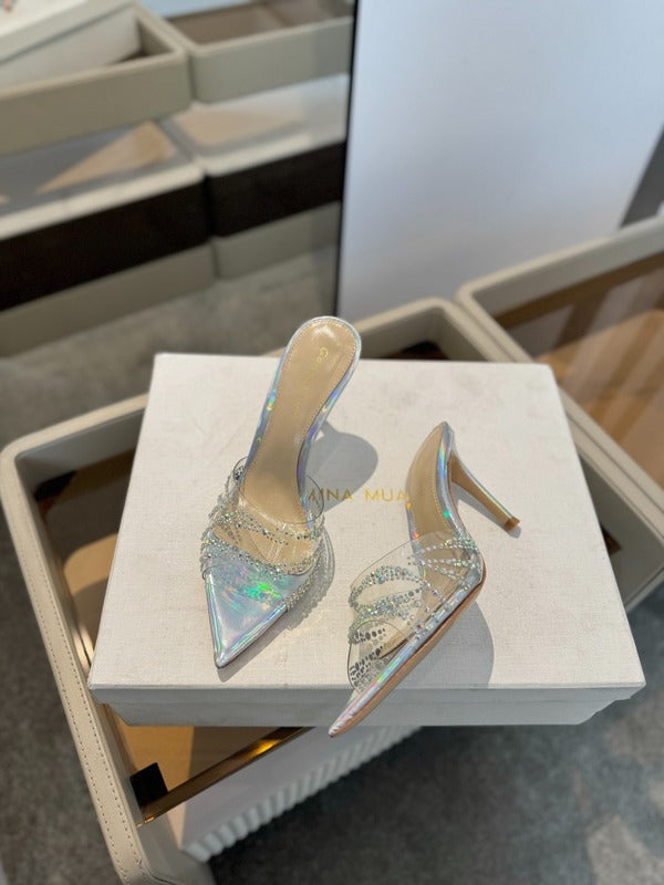 MBGS2 Leather 8.5CM 10.5CM Slippers Size 35-41 Shoes with Box