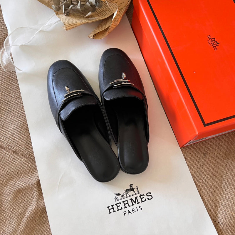 MJHS18 Leather Women Slipper Size 35-42 Shoes with box
