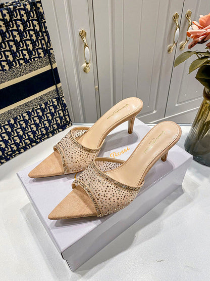 MBGS1 Leather 7.5CM 10CM Slippers Size 35-41 Shoes with Box