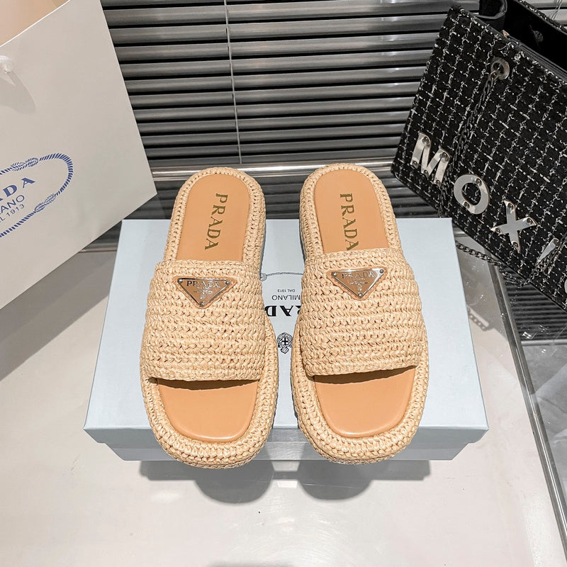 MJPS11 Leather Women High quality Slippers 35-41 shoes With box