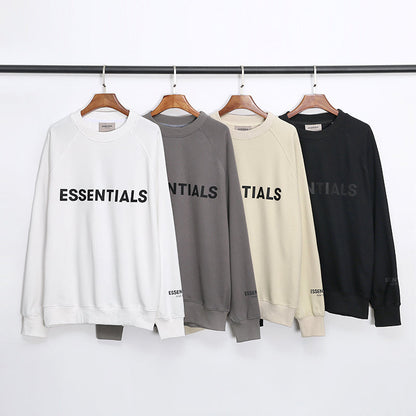 ESC6   Three-dimensional laminated letter LOGO cotton terry round neck sweater