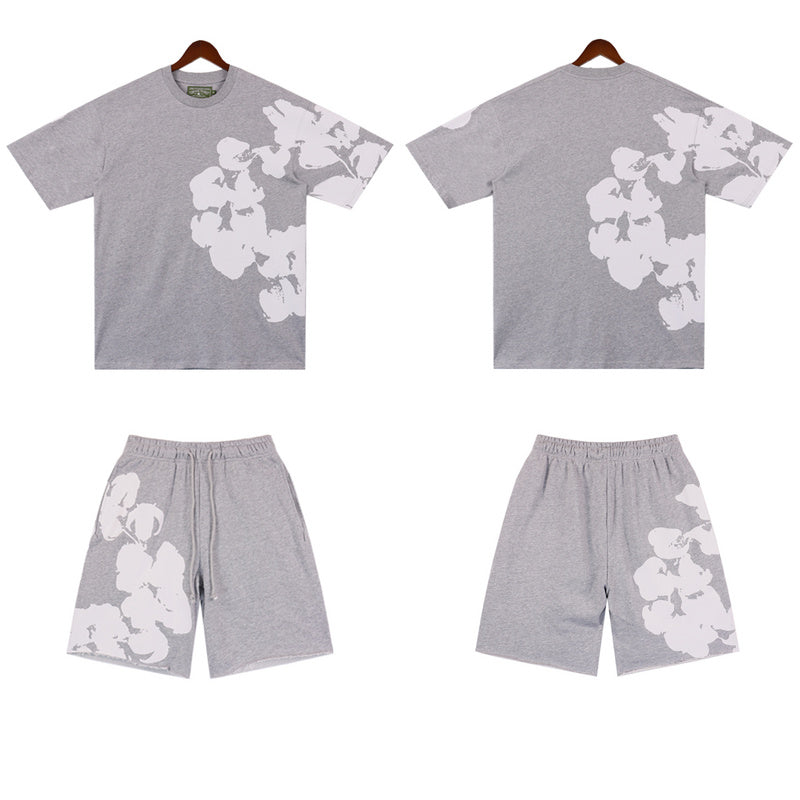 MMC7 New Cotton Flower Summer Short sleeved Top+Short sleeved Clothes