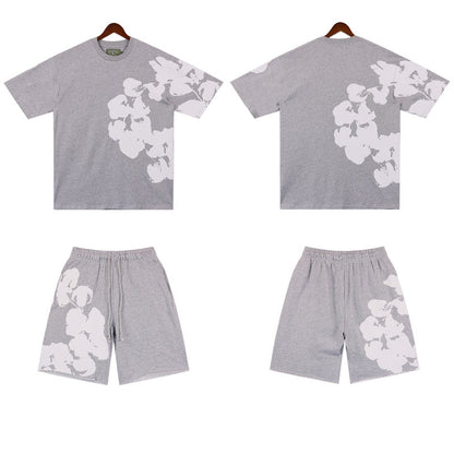 MMC7 New Cotton Flower Summer Short sleeved Top+Short sleeved Clothes