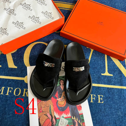 MJHS14 Leather slippers Women shoes 35-42 With box