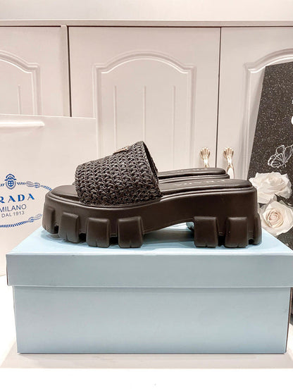 MJPS9 Leather Women 5.5CM Slippers 35-42 shoes With box