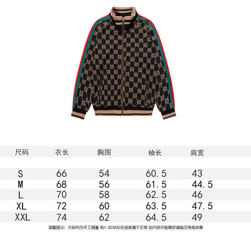 GUC3 Men's and women's interlocking double G printed knitted jacket set