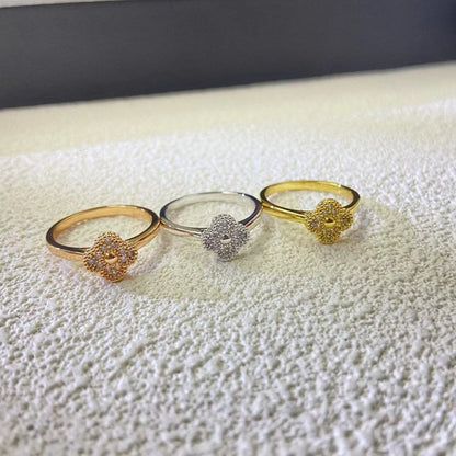 AVSR1   Mini full diamond four-leaf clover ring jewelry