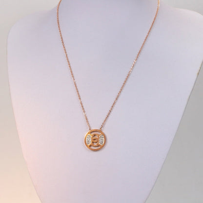 CHN81 Couple's round hollowed-out necklace full of diamond pendant  Jewelry